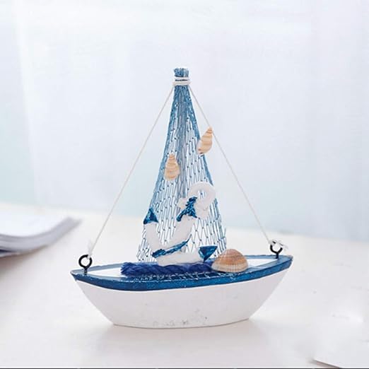Delleu Segelboot-Modell, Retro-Holz, mediterraner Stil, Mini-Segelboot-Modell, Heimdekoration, 06, 11 x 3 x 12.5cm