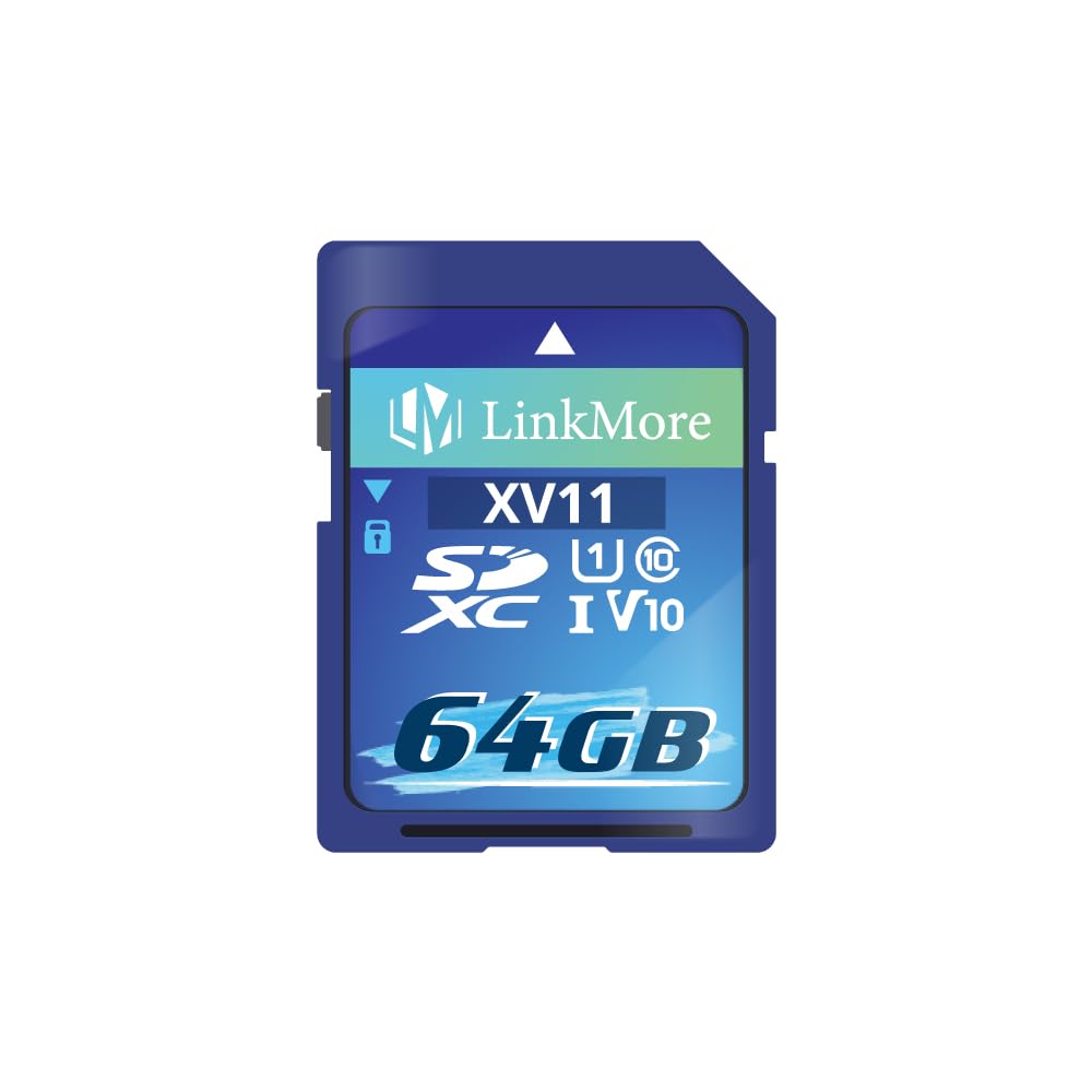 LinkMore XV11 SDXC Card 64GB Compatible with Camera, PC, UHS-I, U1, V10, Class 10, Read Speed Up to 98 MB/s,Write Speed Up to 30MB/s