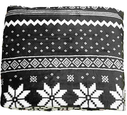The big one oversized plush throw (gray fair isle) - 5f…