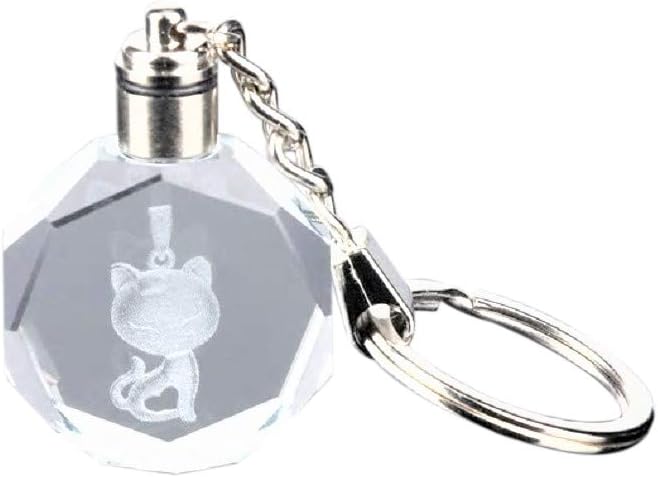 Laser Engraved Rose, Eiffel Tower,Kitten or Doggie Crystal LED Light Key-chain