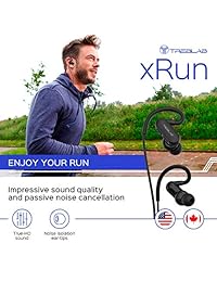 TREBLAB xRun   Auriculares Bluetooth, mejor auriculares inalámbricos para deportes, correr o entrenamiento de gimnasio. Versión actualizada de 2018. IPX7 Impermeable, Resistente al sudor, Auriculares de ajuste seguro. Oreja con cancelación de ruido