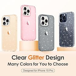 Hython Case for iPhone 15 Pro Case Glitter, Cute