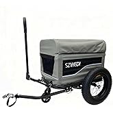 SZWEDI Bike Cargo Trailer&amp;Hand Wagon,100 lbs Load Capacity, Heavy-Duty Bicycle Wagon Cart, Foldable Compact Storage &amp; Quick Release with Universal Hitch, 16" Wheels