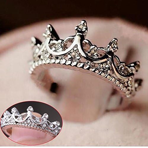 MAIHAO Fashion Princess Silver Rhinestone Crown Wedding Rings Size（6-10） (US Code 9)