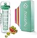 Hydracy Fruit Infuser Water Bottle - 32 oz Sports Bottle - Insulating Sleeve, Time Marker & Full Length Infusion Rod + 27 Fruit Infused Water Recipes eBook Gift - Aqua Green