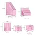 Desk Organizer Office Desk Set: Desktop Accessories for Women Teens. Includes Paper Magazine File Holder - Mail Holder Pen Cup Note Holder Clip Cup Cute Decor for Storage Supplies Organizers - Pink