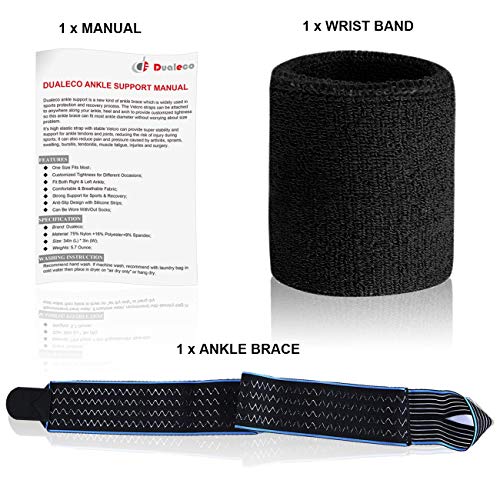 Ankle Brace, Adjustable Ankle Brace Support for Women/Men/Kids, Elastic Compression Ankle Wrap, Lace Up Ankle Brace Support for Sprained Ankle, Achilles Tendon, Sports, Running by Dualeco
