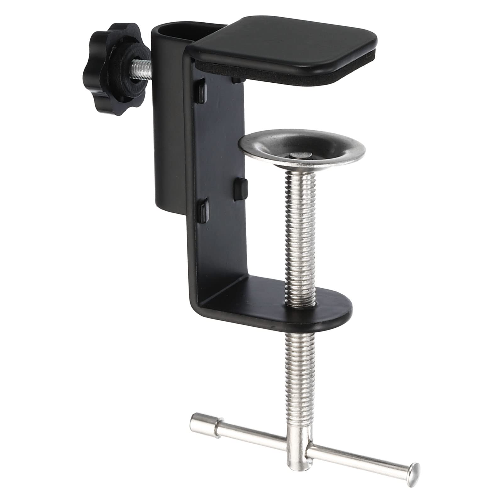 PATIKIL 0.51" Hole Dia. Desk Table Mount Clamp, Universal C Shape Desk Clamp with Adjustable Screw for Mic Microphone Arm Lamp Stand, Black