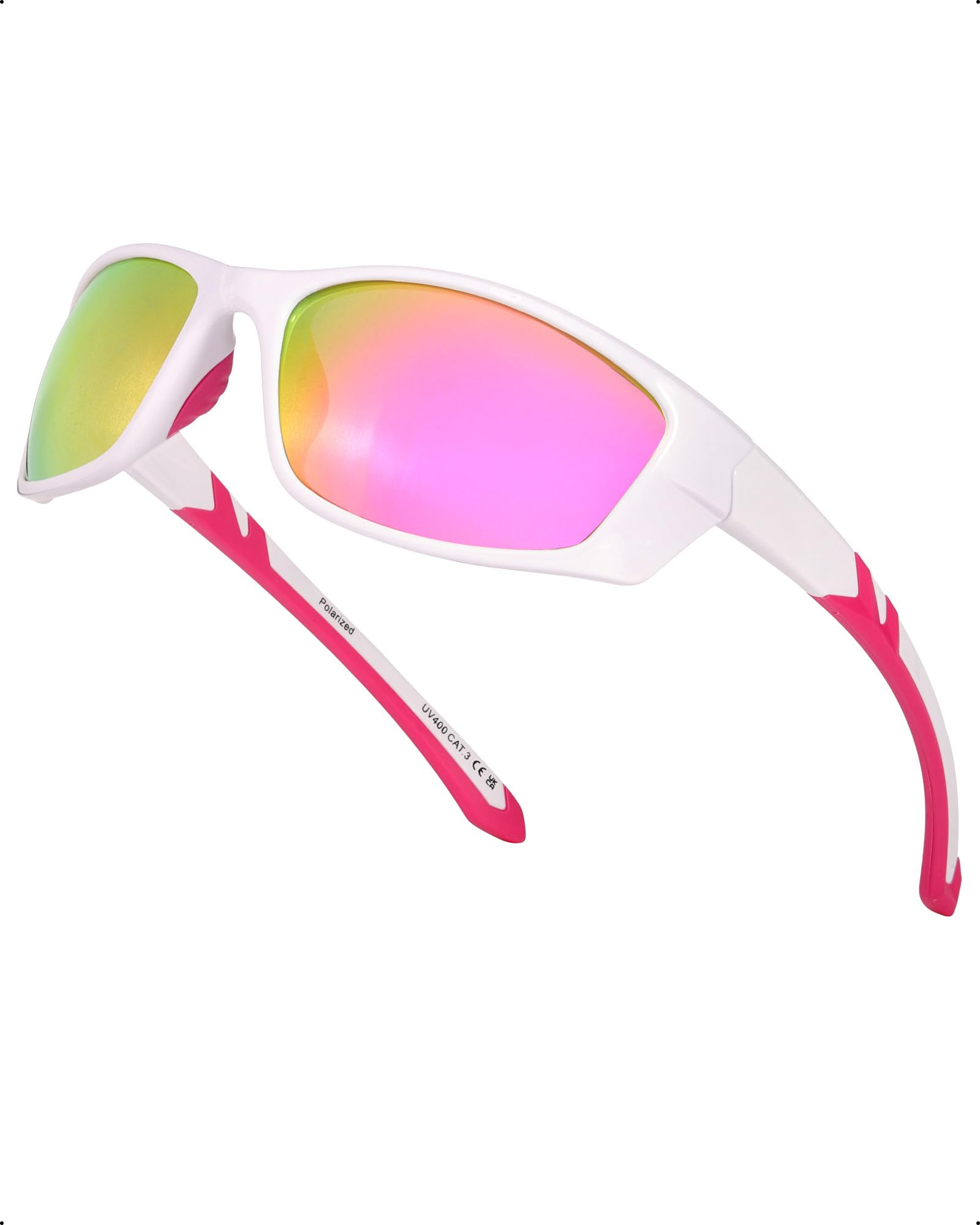 Myiaur Women Sports Sunglasses for Running Cycling UV400 Protection Polarized Lens Lightweight Wrap Around Design M8140