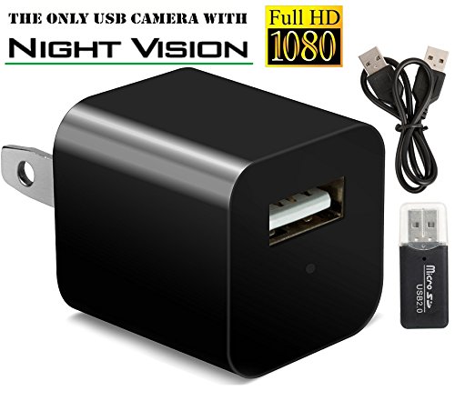 Night Vision Spy Camera Charger [2018 model] WRD - Hidden Spy Camera - Hidden Nanny Cam - Hidden Spy Cam with Infrared - Hidden Camera Adapter - Mini Spy Camera 1080p - USB Charger Camera