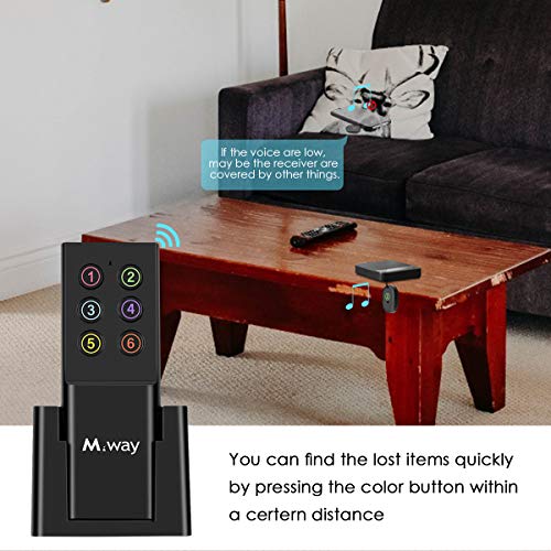 M WAY Key Finder, Wireless RF Item Locator Key Tracker Anti-Lost Alarm Keychain, 1 RF Transmitter and 6 Receivers for Key Purse Pet Cell Phone Luggage, Small Things Number Version