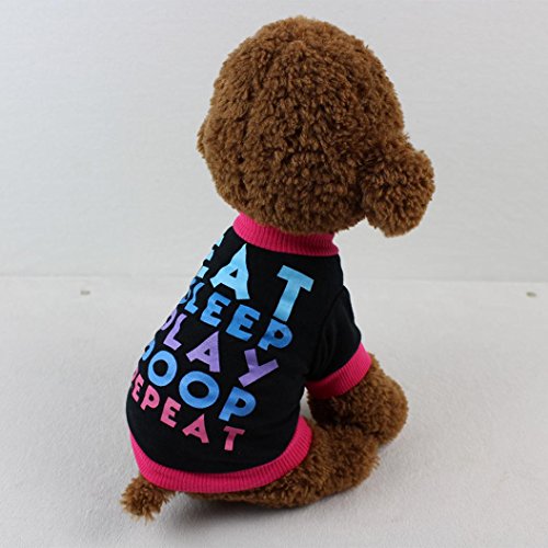 Dog Clothes, Pet Puppy Letter Apparel Cotton T-Shirt For Small Dog Boy (Black, S)