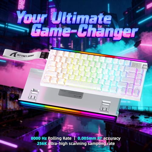 ATTACK SHARK R85 HE Wired Magnetic 75% Gaming Keyboard, 8KHz Polling Rate, 0.005mm Fast Activation RT, 256K Scanning, Hot-Swap Customizable, for PC/Win/Mac, White Outline