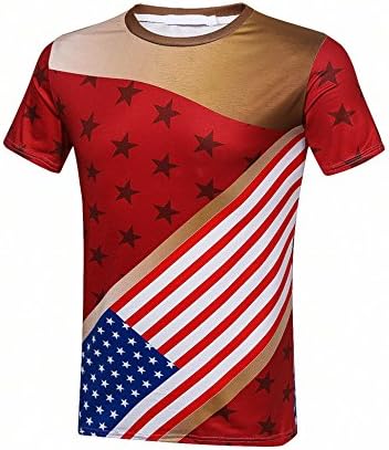 BALEMS Mens 3D Printed Pattern Short Sleeve Shirt USA Flag Eagl Tees (Red M)