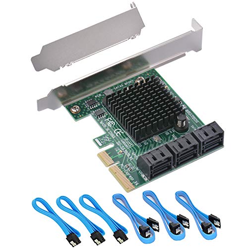 Ziyituod 6 Port SATA Card, PCIe SATA III Controller Card to 6GB/s Internal Adapter Converter | PCI Express SATA 3.0 Expansion Card, Support 6 SATA 3.0 Devices for Desktop PC/Server/NAS