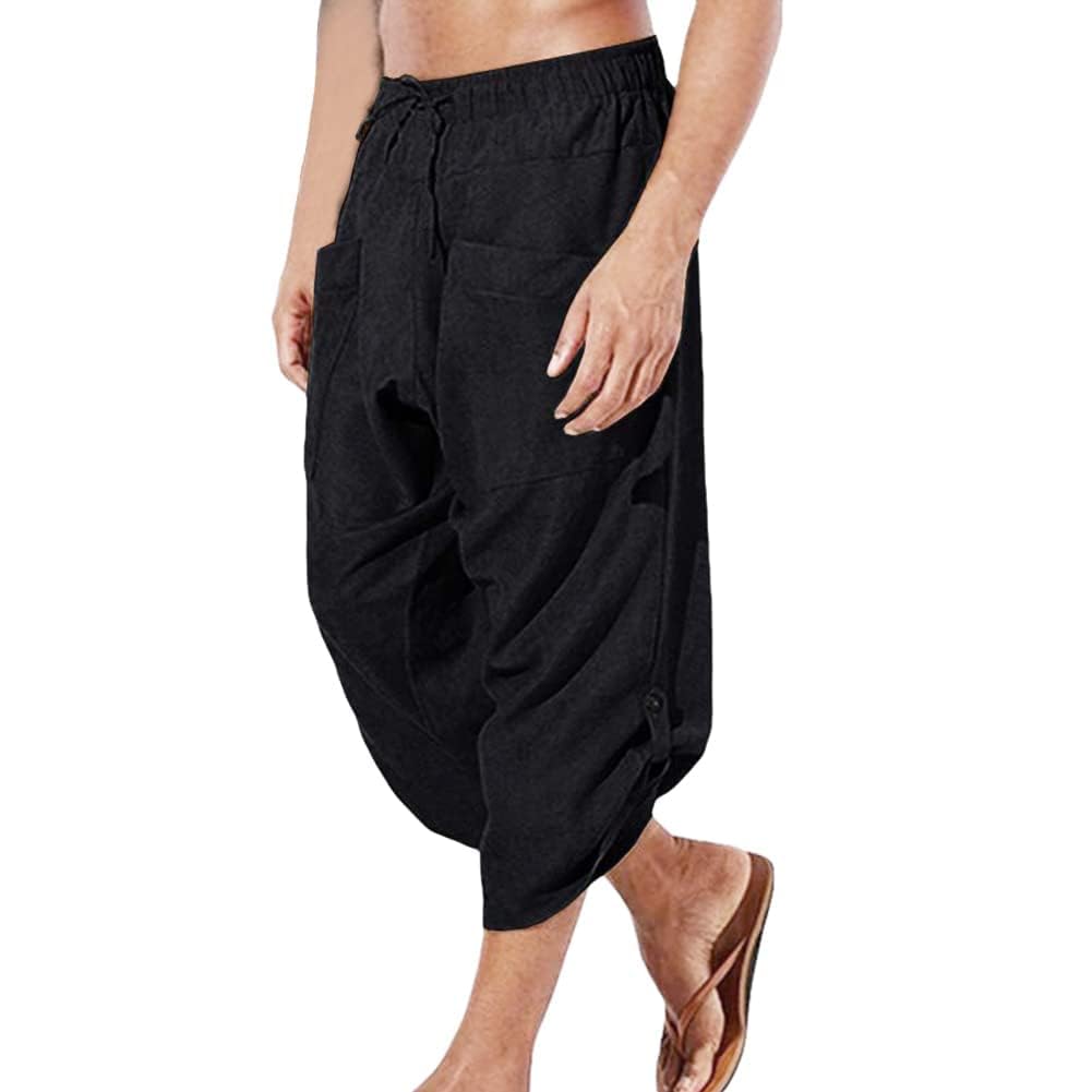 COSDREAMER Men's Medieval Pants Viking Pirate Costume Trousers (2XL, Black) — image 1