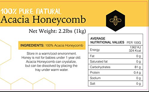 Great Bazaar All-Natural Raw Honeycomb Acacia Honey Comb, 1kg (2.2lb)