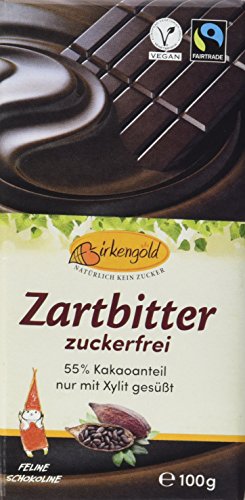 Birkengold Birkenzucker Zartbitter Schokolade, 3er Pack (3 x 100 g)