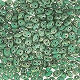 Czech Glass SuperDuo 2-Hole Seed Beads 5.5x2.5mm Turquoise Green Picasso 24 Gram-tube