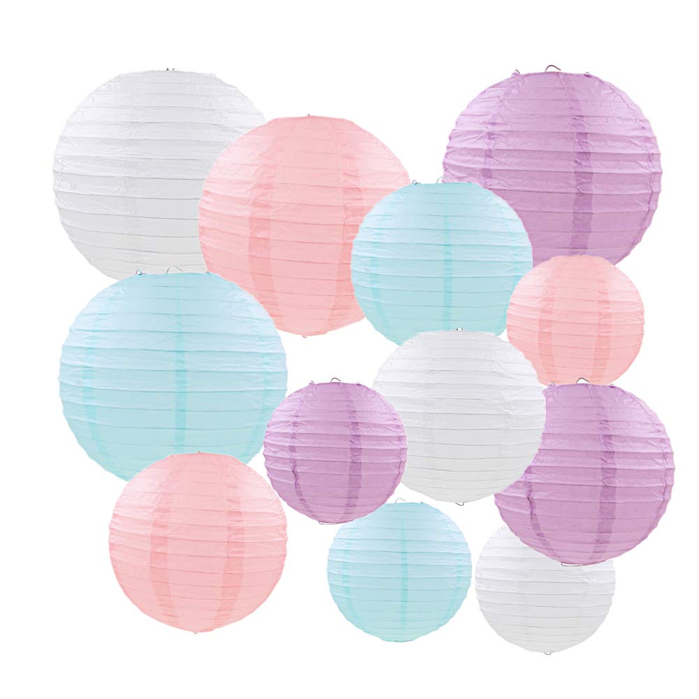 Paper Lanterns 12 Pcs Pastel Colour Round Lantern Balloon Hanging