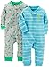 Simple Joys by Carter's Baby Boys' 2-Pack Cotton Footless Sleep and Play, Dino/Light Blue Stripe, 3-6 Months