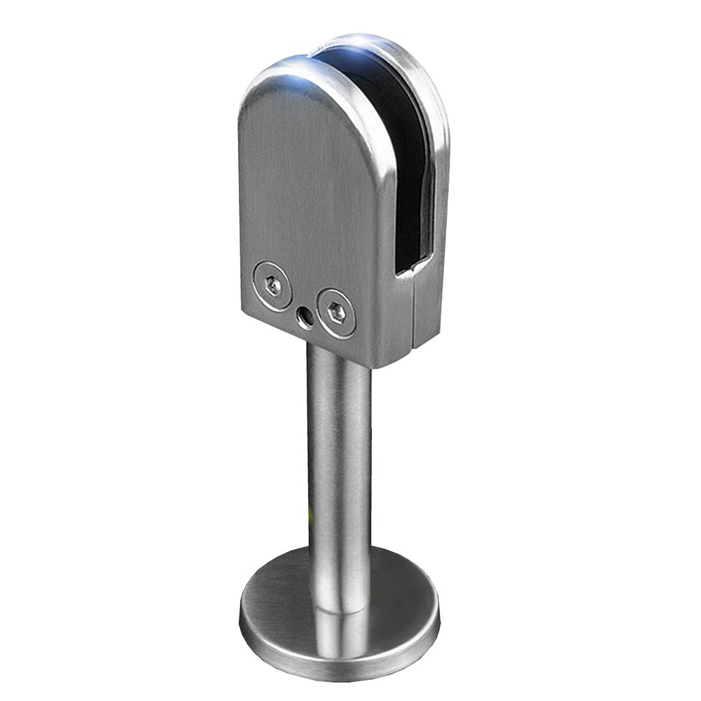 304 Stainless Steel U Clamp Support Bracket Floor Mount Posts for Frameless Glass Panels Glass Screen Glass Pool Fence (10mm Glass, 100mm Rod)