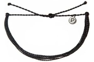 Pura Vida Solid Black Bracelet - Iron-Coated Copper Charm, Adjustable Band - 100% Waterproof