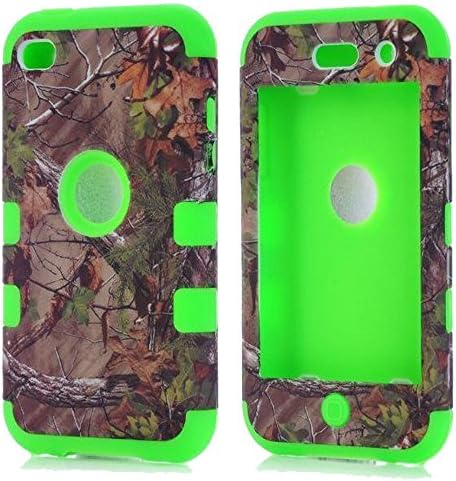 Kecko(TM) Defender Tough Armor Tree Camo Shockproof Dual Layer High Impact Camouflage Hunting Tree Forest Hybrid Hard Suitable Fit Case Cover For ipod Touch 4 4th Only--Forest/Tree/Leaves On The Core (Green)