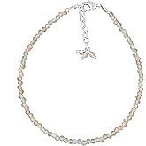 Natural Genuine Gemstone, Birthstone, Handmade Simple Bracelet, Gorgeous Micro Beads Bracelet, Chakra Jewelry, Healing Crystals in Silver Plated Chain 8 inch