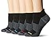 Copper Fit Women's Performance Sport Cushion Low Cut Ankle Socks w/ Heel Guard (5 pair),Black, Shoe Size 4-10