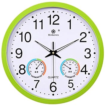 Amazon De Asl Round Wanduhr Temperatur Und Luftfeuchtigkeit