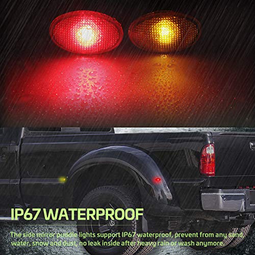 RUXIFEY LED Dually Bed Fender Side Marker Lights Amber Red Sidemarker Lamps Replacement Compatible with 1999 to 2010 Ford F350 F450 F550 Dually - Pack of 4