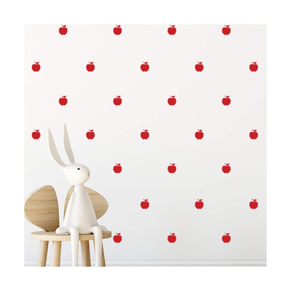 StickerDeen | Apples Fruit Shape Decoration Removable Wall Art Vinyl Decal Stickers | (Pack of 80) (Red)