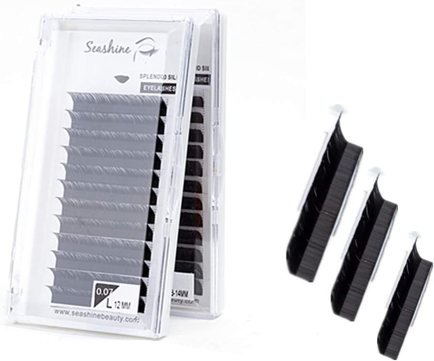 Seashine Factory Individual Volume Eyelash Extension Handmade Factory Price 0.07 Thickness L Curl 8-15MM Single & Mix Length 12 Lines In A Tray Large Stock Delivery Fast (0.07-L-11mm)