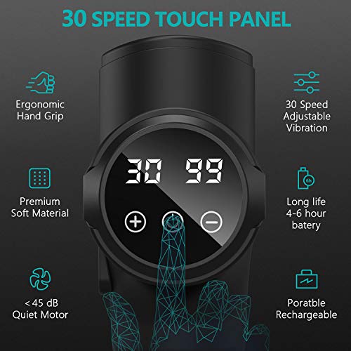 LDesign Massage Gun, High-Torque Brushless Motor Professional Deep Tissue Percussion Muscle Massager, 30 Speed High-Intensity Vibration Quiet Rechargeable Muscle Massager, 11 Massage Heads Portable Massage Gun for Gym Office Home Workout Re