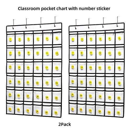 SAVERHO Classroom Pocket Chart for Cell Phone and Calculator Holder, 36