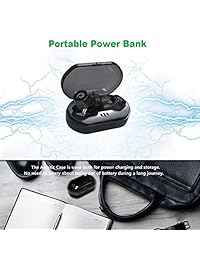 Auriculares inalámbricos Bluetooth V5.0 con sonido estéreo de alta fidelidad IPX7 con graves resistentes al agua, micrófono dual integrado en auriculares con control táctil y funda de carga para correr, correr, gimnasio, entrenamiento.