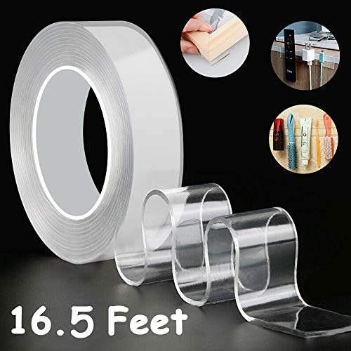 Nano Magic Tape - 16.5Feet Gel Grip Tape Clear Reusable for Fixing Mat Carpet Photo Household Industrial Use, Nano Adhesive Tape 5M