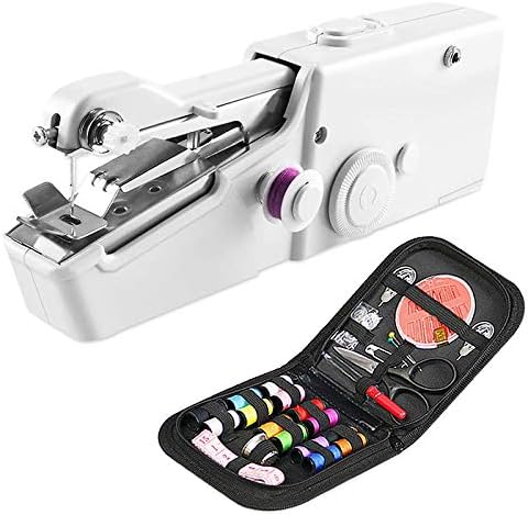 Casinlog Hand-Held Portable Sewing Machine with Convenient Needlework Tools, Suitable for Family Journeys, Suitable for Fabrics, Clothing, Children's Fabrics DIY Sewing Process (White)