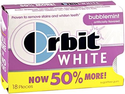 Orbit White Bubblemint Sugarfree Gum 18 PC (Pack of 24)