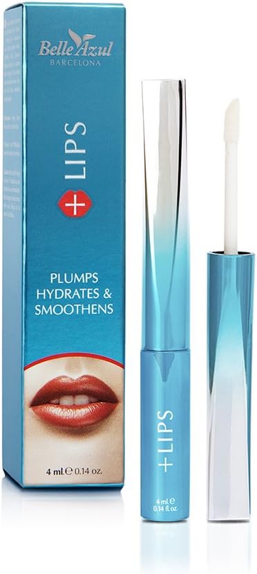 Belle Azul Lip Gloss, Volumizing Lip Enhancer that really works, Keeps the lips from Cracking, Glossy Transparent