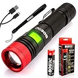 BOSTAC™ BTZ-20 Tactical Flashlight - Professional EDC by Boston Tactical with CREE XML2 U2 USA LED Bulb, 3,000 Effective Lumens, Zoomable Head, Sealed Against, USB Chargeable 18650 Lion Battery
