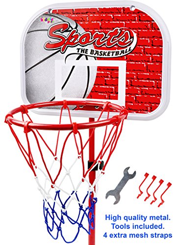 Kiddie Play Basketball Hoop Stand Toy Set for Kids Adjustable Height Up To 4 ft