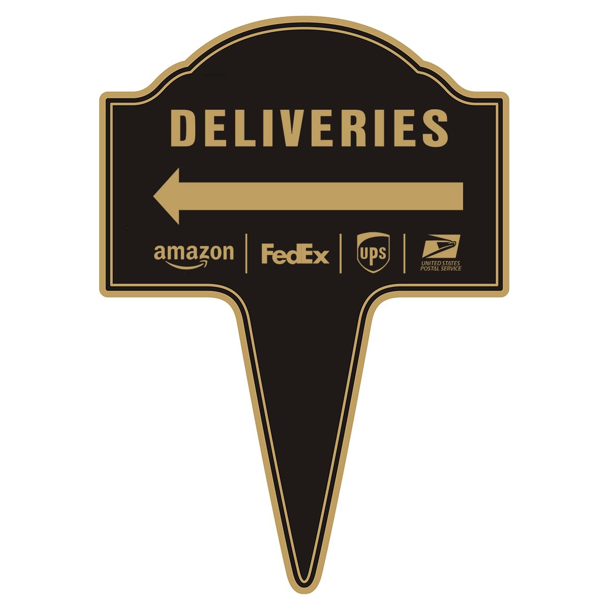Photo 1 of Deliveries Sign with Arrow Left, Yuntarda 14"x10"Integrated Stake Metal Sign for Outdoor Use Delivery Instructions for Packages from Amazon FedEx USPS and UPS