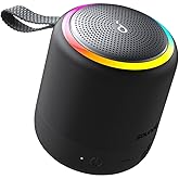 Soundcore Mini 3 Pro - Wireless Portable IPX7 Waterproof Pocket Bluetooth Speaker, Custom EQ, Music Driven Lightshow, PartyCast (Connect up to 100 Speakers) 15-Hour Playtime (Black) 1-Pack