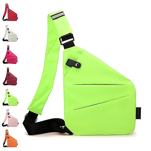 Sopxpvp Anti Theft Bag, Anti Theft Crossbody Bag Women, Personal Flex Bags, Waterproof Casual Sling Bags for Daily Use (Left-Fluorine Green)