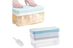 Ninyoon 1 Second Release Ice Cube Tray with Lid and Bin, 2 Tier ice molds Make 64 Ice Cubes Big Capacity Bin for Freezer Incl