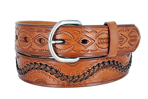 2286 Western Roller-Coaster Wave Basketweave Genuine Leather Casual Jean Belt 38mm or 1-1/2