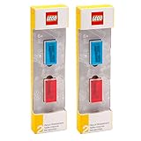 LEGO Stationery - Pencil Sharpener 4 Pack (Red And Blue) with Building Bricks