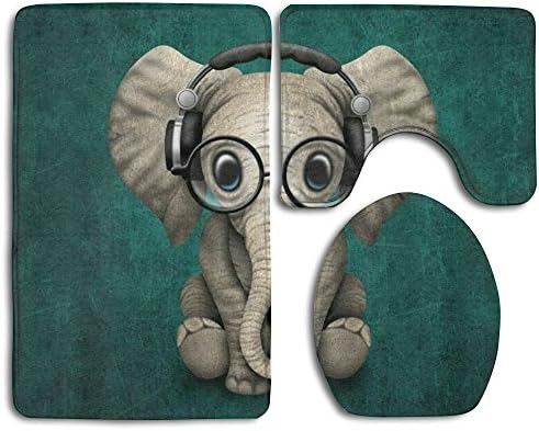 Bathroom Accessories Bath Rug Microfiber 3D Pattern Music Lover Elephone Sets 3 Piece Toilet Mats Anti Slip Shower Floor Rugs Pedestal Rug + Lid Toilet Cover + Bath Mat